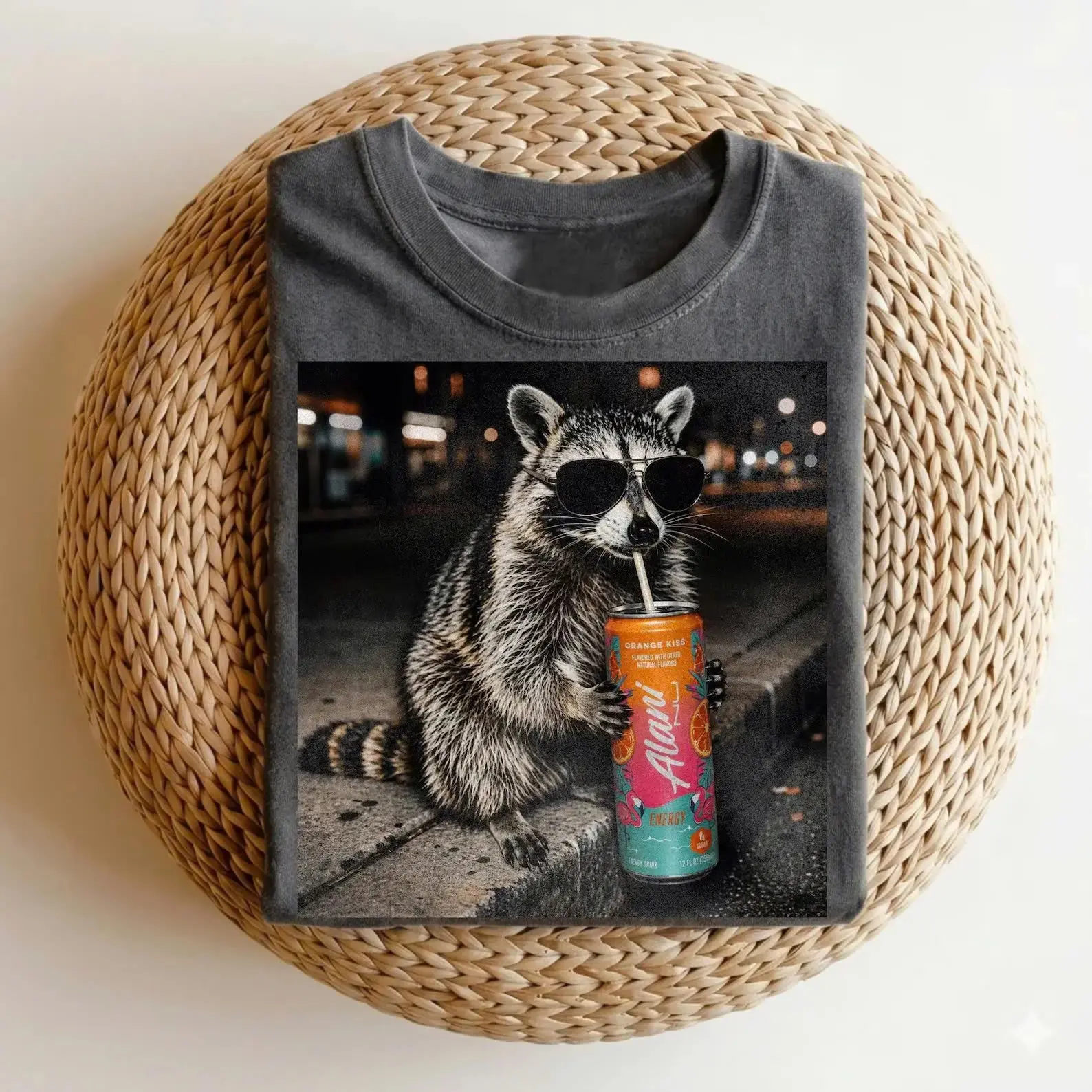 Comfort Colors Raccoon Alani Drink Graphic Tees, Funny Soda Lovers T-Shirt, Vintage Raccoon Meme Gifts, Vintage Animal Comfort Colors Shirt