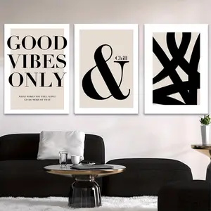 3pcs Modern Hanging Frame Set, Minimalist Design & Inspirational Quotes, Abstract Pattern Print Geometric Art Decor for Living Room Bedroom Office
