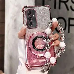 A16 Glittery Bling Style Glitter PC Fashion Strap Lanyard Phone Holder Case with Durable Cover Compatible with For Samsung Galaxy A16 Phone Chain Phone Charms