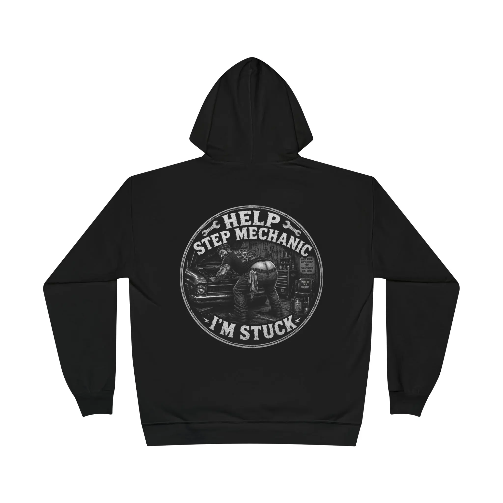 Help Step Mechanic I'm Stuck Hoodie | Mechanic Toolbox Vintage Logo