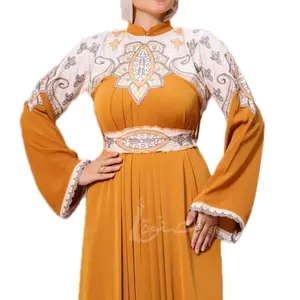 Elegant Abaya for Muslim Women - Yellow with Beautiful Design and Long Sleeves 3X - Versatile and Comfortable Fit - Perfect for Various Occasions