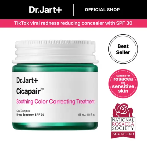 [Dr.Jart+] Cicapair Soothing Color Correcting Treatment SPF 30 with Centella Asiatica | Redness Correcting Cream for Rosacea and Sensitive Skin  | Conceals Blemishes  | Korean Skincare | Barrier Repair