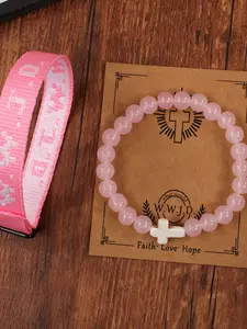 1 Pair WWJD What Will Jesus Do Letter Jacquard Knit Wristband Bracelet & Cross Decor Bohemian Beaded Bracelet Inspirational Christian Jewelry Set For Women Men For Daily Wearing Bohemian Bracelets