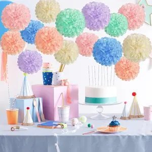 15Pack Tissue Paper Pom Poms | Hanging Tissue Paper Flowers | Colorful Paper Flower Wall Decorations for Bridal Showers, Showers, Weddings, Graduations, Tea Parties & More (Sizes 7.9" to 9.8") - Home Improvement.