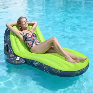 Pool Floats Adult Heavy Duty, Inflatable Pool Lounger Float with Cup Holder and Caddy, Extra Large Pool Rafts for Adults, Tanning Pool Float Water Floaties Beach Lake Sunbathing for Gifts for Women