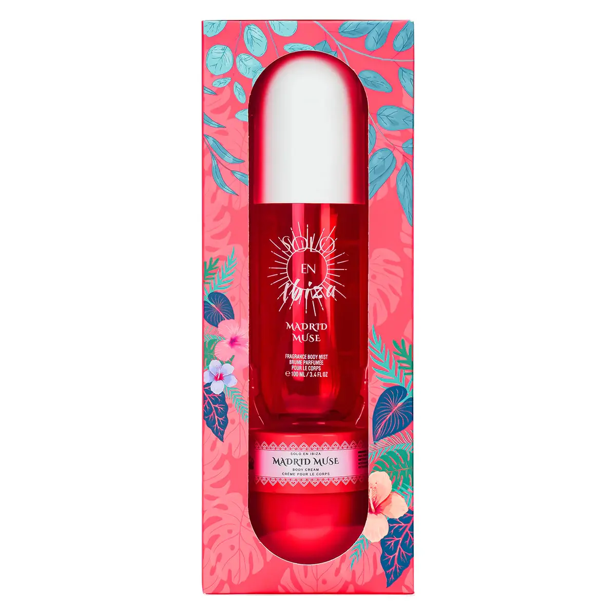 SOLO En Ibiza Madrid Muse Tropical Dual-Set,3.4.oz Body Mist & 1.76.oz Body Cream Body Care Set, Plum Orchid Vanilla Musk Scent, Romantic Velvety Fragrance Gift Set