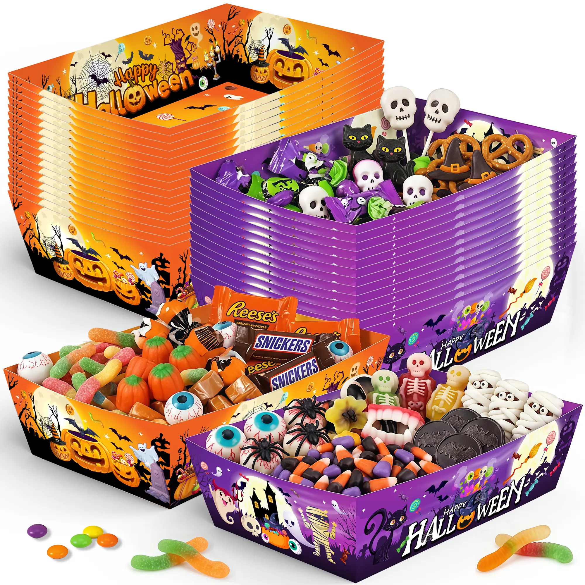 Halloween Disposable Popcorn Tray - Festive Party Home Supplies Disposable Tableware