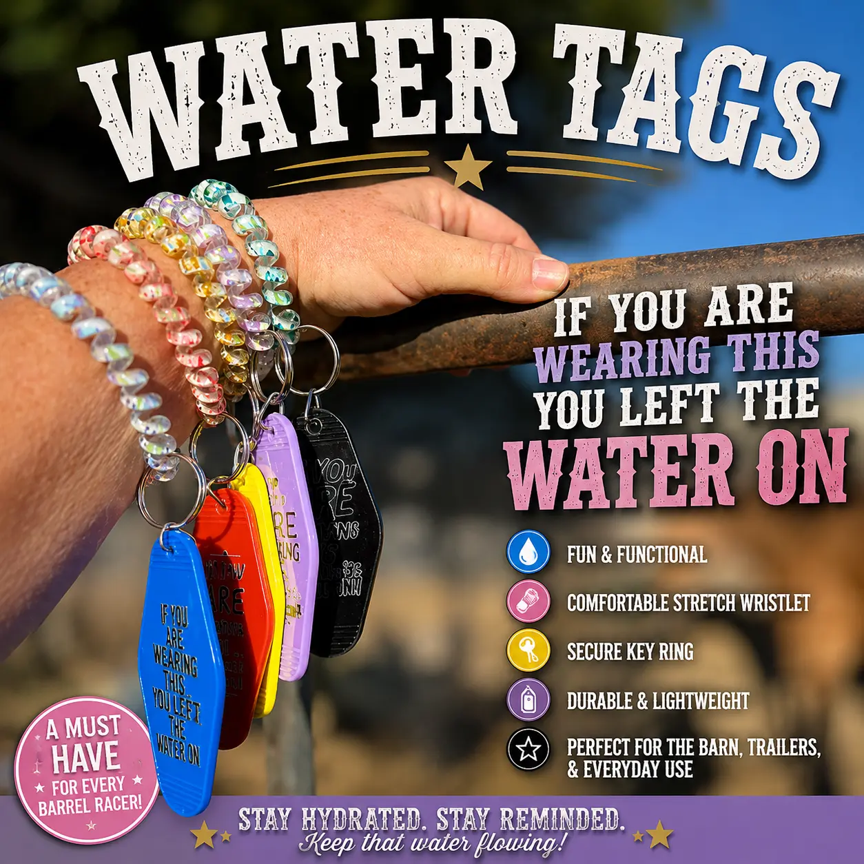 "You Left the Water On" Old Motel Style Keychain, Collectible Reminder Tag