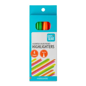 Pocket Highlighters - Chisel Tip, 4 Count in Assorted Colors for Easy and Precise Highlighting