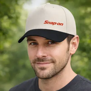 Snap-on Embroidered Baseball Cap – Adjustable Two Tone Mechanic Hat for Men Women, Automotive Workwear Gift, Classic Garage Style