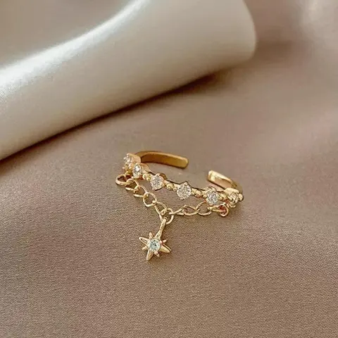 Star Design Ring, Adjustable Ring for Women & Girls, Fashion Jewelry for Party, Daily Clothing Decor, Trendy All-match & Exquisite Jewelry for Birthday Gift