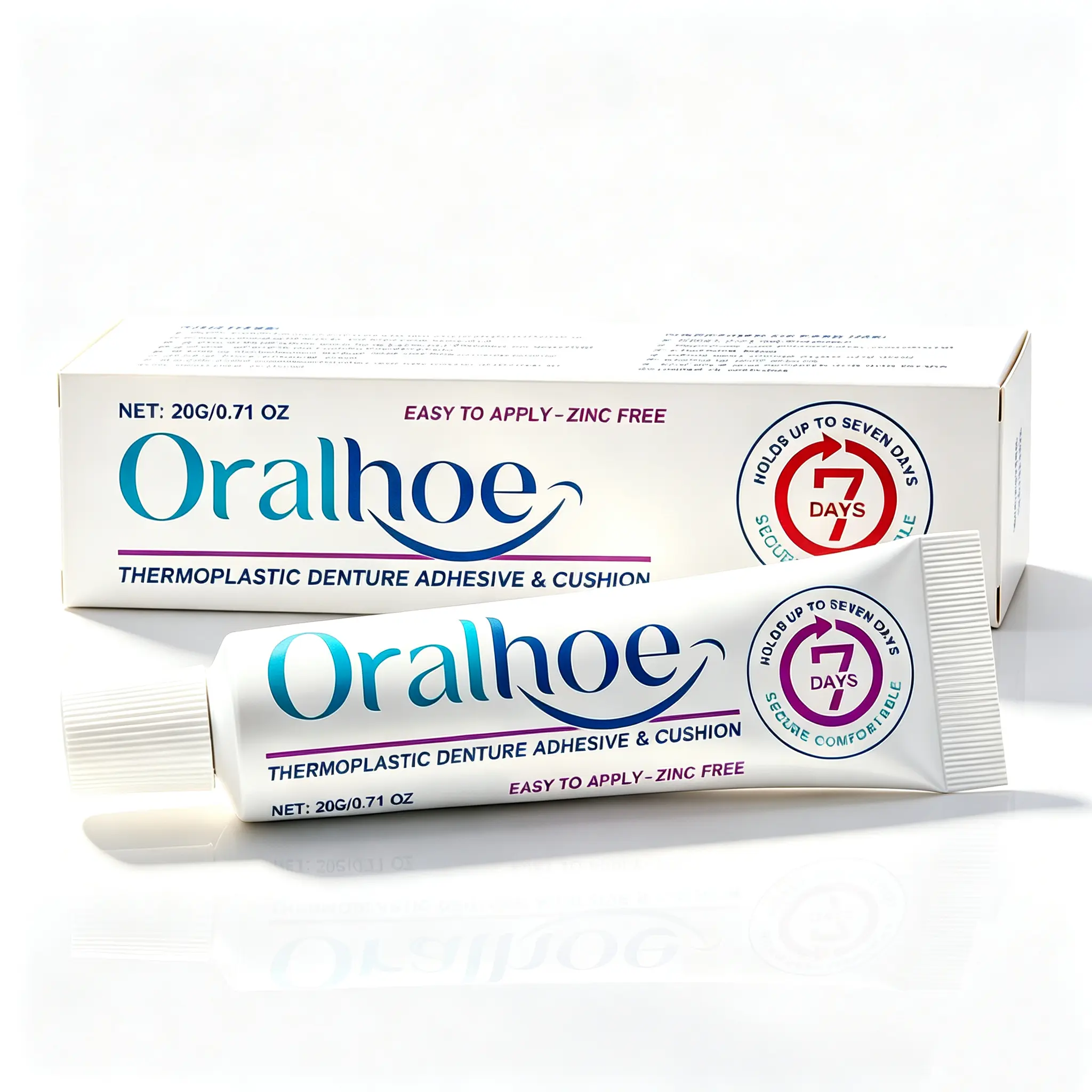 Thermoplastic Denture Adhesive and Cushion, Secure Hold Cushioned Comfort for Dentures,  Easy‑to‑Apply Denture Lining Material, 20g/0.71oz