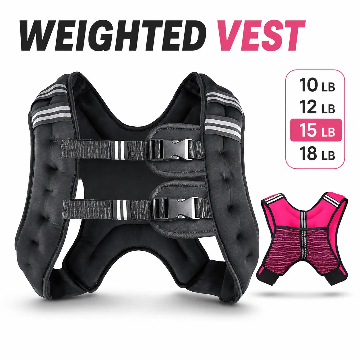 Adjustable Weight Vest for Men, 10-18 LB Heavy-Duty Gear for Rucking, Strength Training & Workouts with Secure Phone Pouch, Reflective Stripe, Adjustable Chest Workout Weight Vests Muscle Exercise Equipment weighted vest walking weights