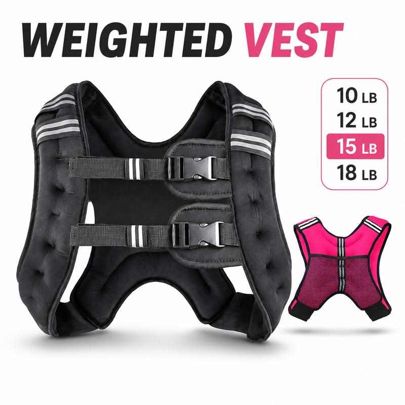 Adjustable Weighted Vest for Men - 10-18 LB Heavy-Duty Muscle Exercise Equipment, Adjustable Straps, Secure Phone Pouch, Reflective Stripe, Zipper, Weight Plates, Bodybuilding/Fitness Support Vests, for Resistance Training, Rucking