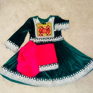 Green velvet Afghani dress
