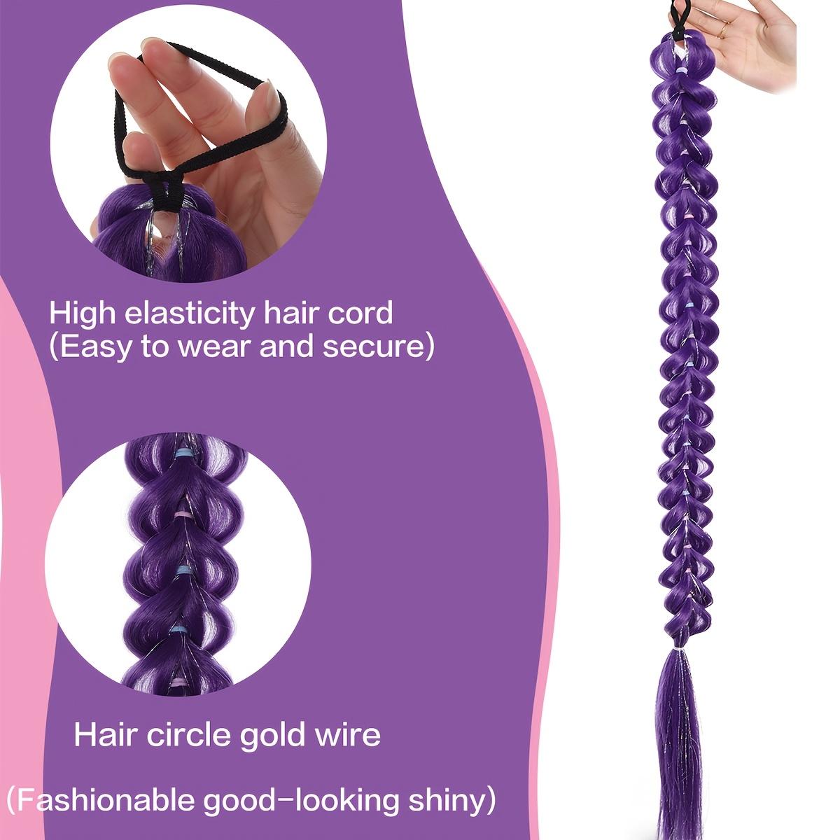 32-Inch Long Braid Ponytail Wig Kpop Cosplay Anime Y2K Style Purple Extensions Easily Clip In for Stylish Looks, Perfect for Cosplay Or Christmas Costumes