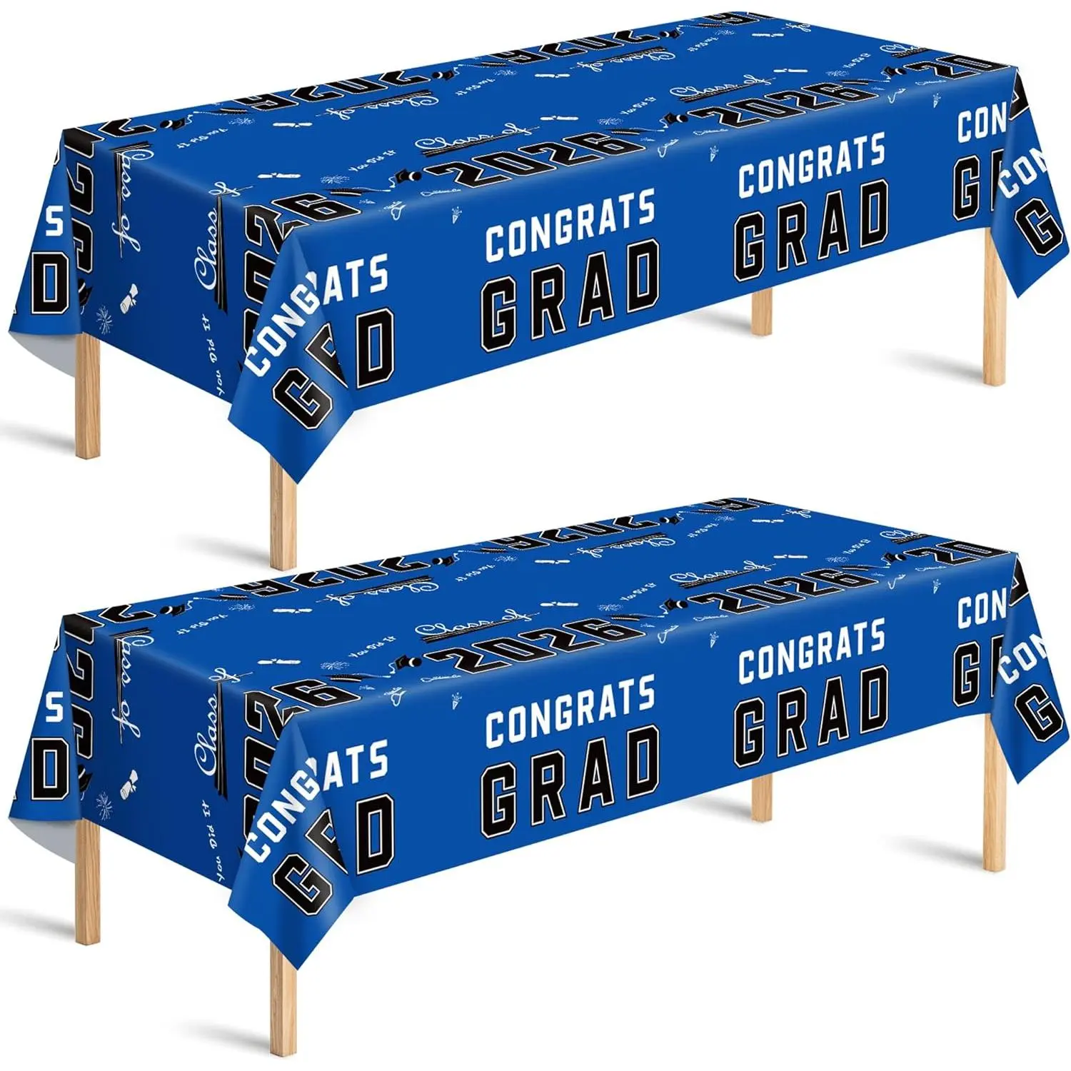 OHOME Graduation Decorations 2026 - Class of 2026 - Plastic Blue Tablecloth for Graduation Party Decorations - Class of 2026 Decorations Party Favors Supplies Banner,2 Pack