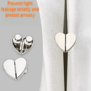 4/8pcs Heart-Shaped Magnetic Shower Curtain Hooks, Aluminum Alloy Weighted Leakproof & Anti-Slip Design with Detachable Snap Hooks for Bathroom, Window Curtains, and Hotel Privacy Protection – Premium Metal Finish