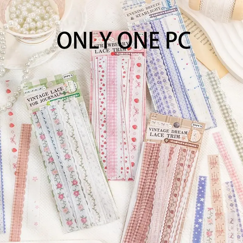 40 Sheets Lace Trim Postage Sticker Pack, Vintage Hand Account Decoration, Creative Collage Materials for Notebooks and Scrapbooks, Diy Craft Sticker