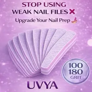 UVYA Professional Nail Files Double-Sided 100/180 Grit for Salon-Quality Nails at Home Durable Precise 10-Piece Set
