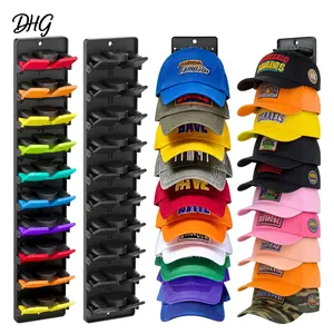 Baseball Cap Hat Organizer, 2 Packs Wall Mount Hat Rack with Spring Clips, Adjustable Closet & Door Hat Storage Holder, Strong Adhesive & Screw Mount for Home Display