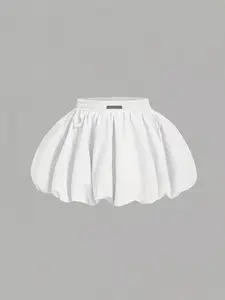 Bow Decorated Bubble Hem Skirt with Lined Pants, Low Waist, Women's Date Night, Sexy Y2K Dress, Fashionable Ladies Clothing