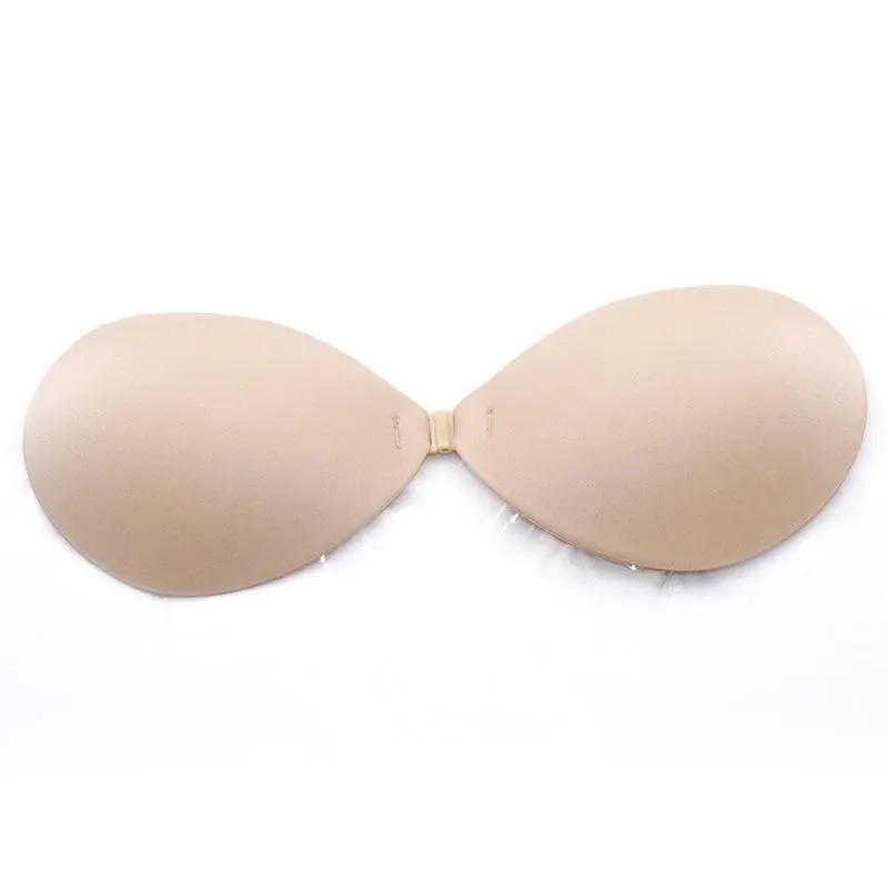 Women's Thin Seamless 1-Piece Wrap Wireless Push Up Adhesive Bra - Glossy Fabric Wings, Reusable 3/4 Coverage Invisible Nylon-Polyester Silicone Sticky Strapless All-Seasons Lingerie for Wedding Dress