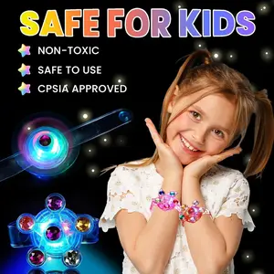 24 Pack LED Light Up Fidget Spinner Bracelets, Glow in The Dark Party Favors for Kids 4-8 8-12, Treasure Box Toys, Birthday Gifts, Carnival Prizes, Goodie Bags Stuffers for Kids