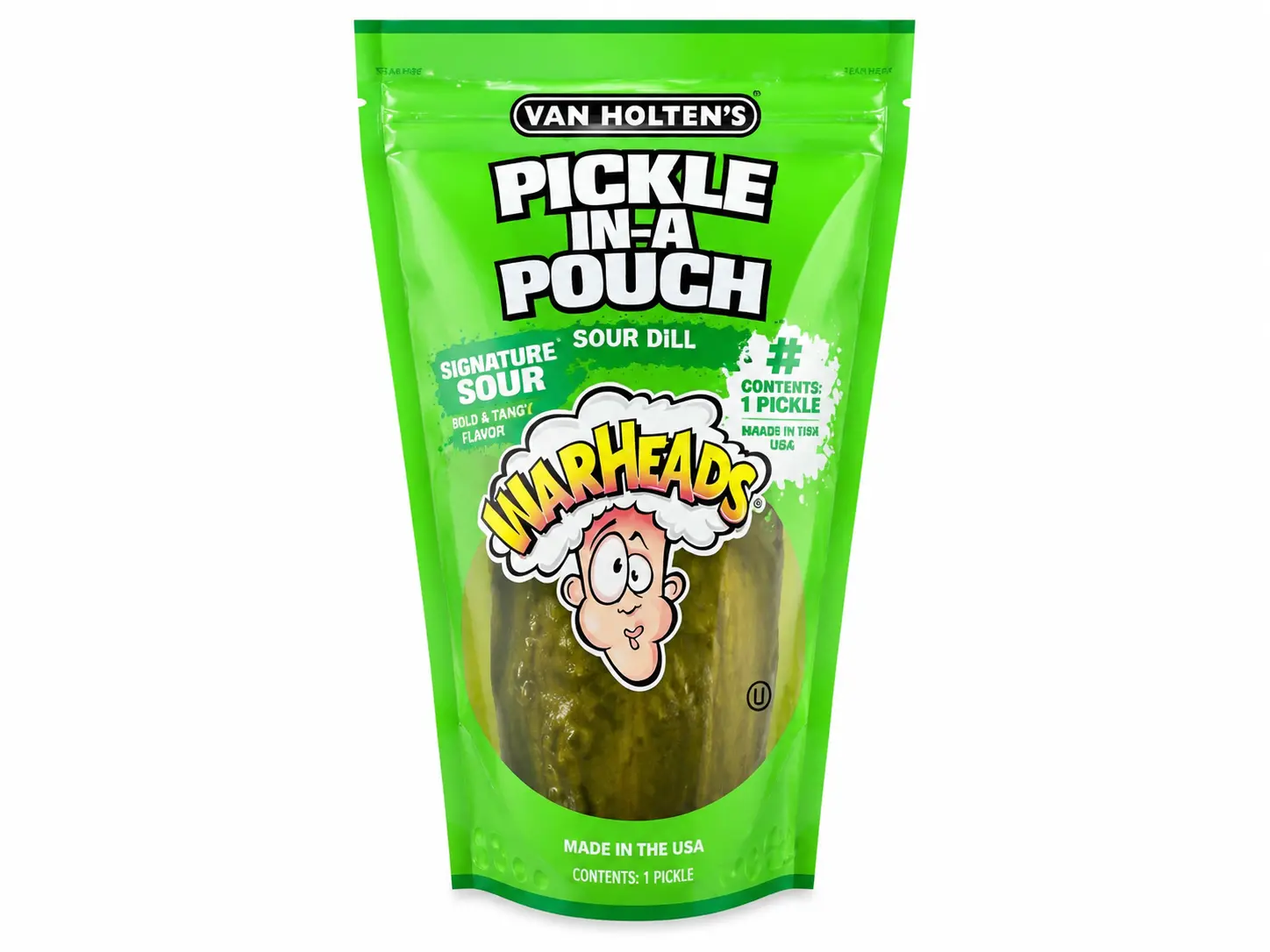 Van Holten’s Warheads Extreme Sour Dill Pickle-in-a-Pouch | Viral Sour Pickle Snack