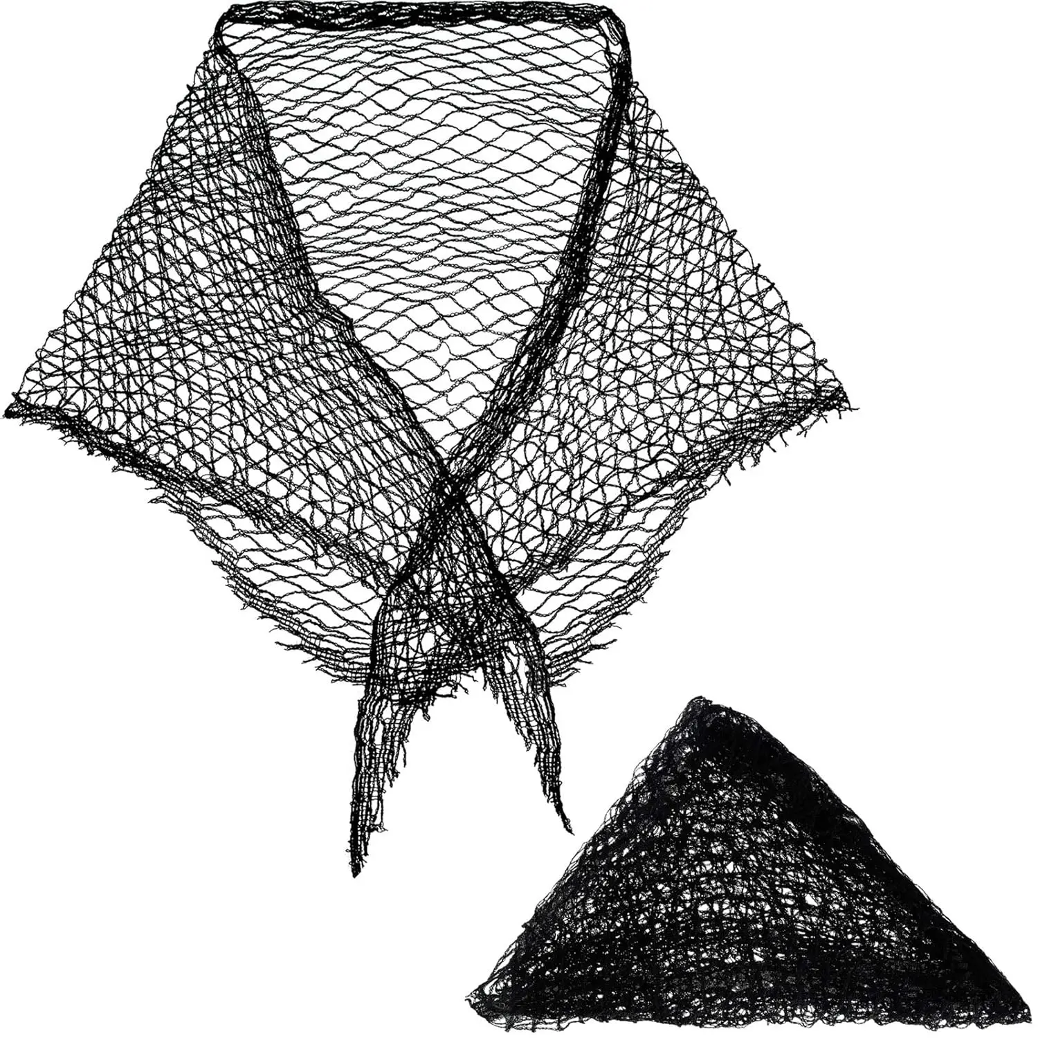 2 Pieces Cotton Triangle Hair Net for Rollers, Women Hair Mesh Net Sleeping Crochet Women Triangular Setting for Sleeping, Black, 35 x 35 x 57 Inches