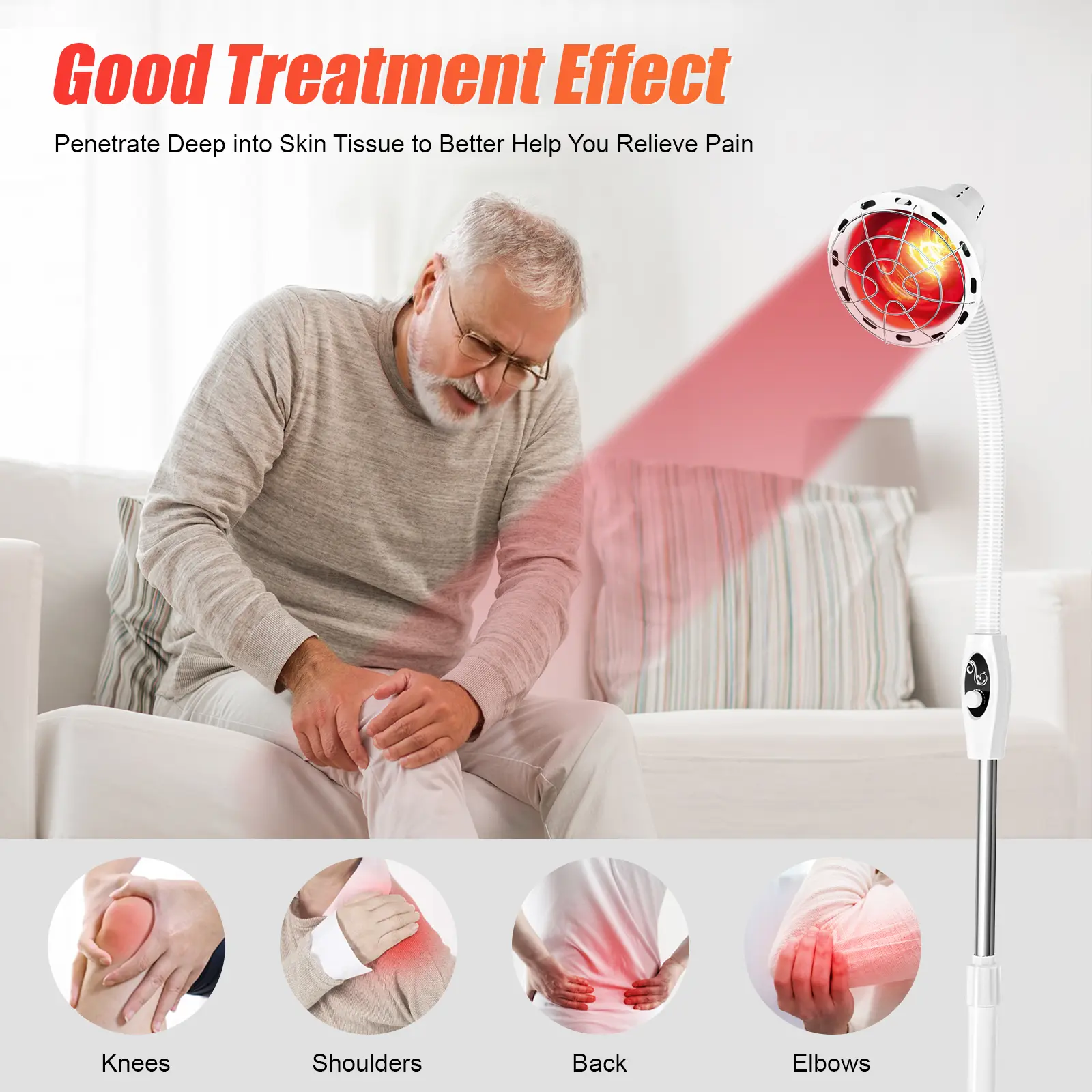 CNCEST 275W Infrared Therapeutic Lamp for Wellness, Healthcare, Therapy & Back Pain Relief Products, Adjustable 360° Hose, Safe Far Infrared, E27 Base, 110V Skin Health Support, Solution
