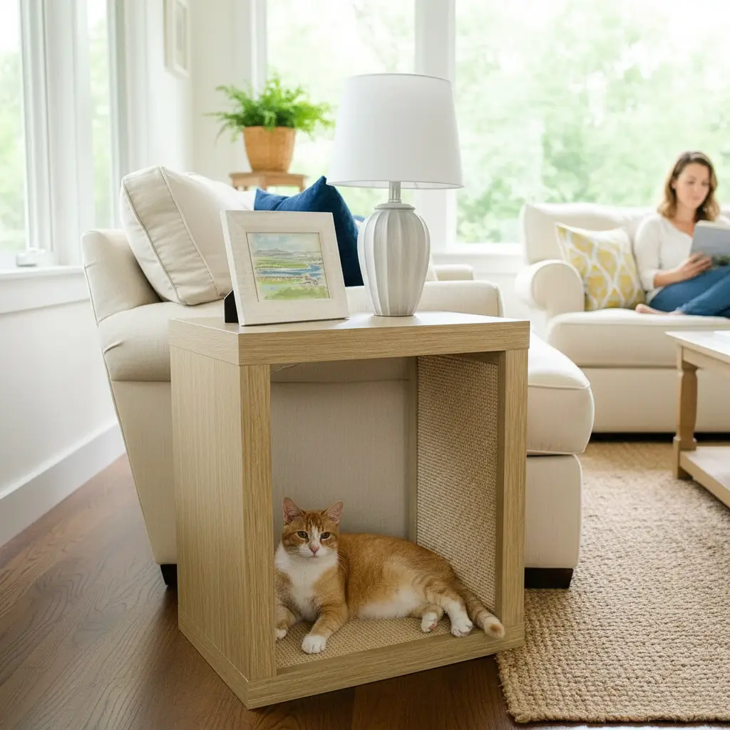 Bailey Cat Scratcher End Table in Driftwood