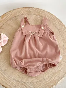 Baby Carrier Overall Spring Autumn Cute Fashionable Clothes Baby Clothes Girl Bowknot One-Piece Jumpsuit Flannel Romper