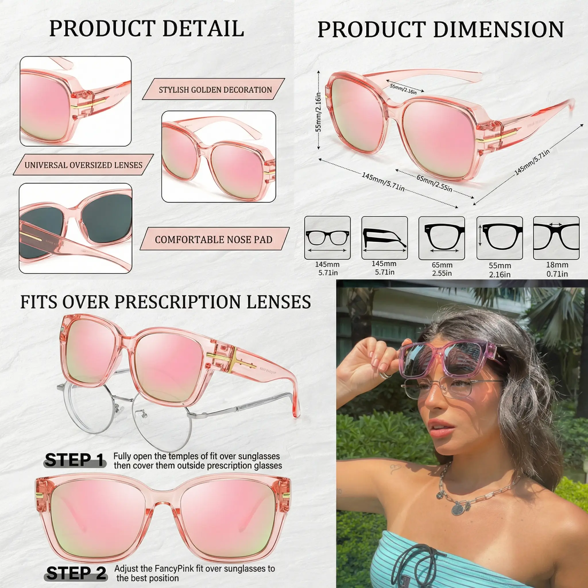 Polarized Fit Over Sunglasses UV400 Protection Oversized Square Glasses for Fit Over Sunglasses For Polarized Men Women ... From Wazoyu  main image 3