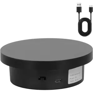 Rotating Display Stand 2 Covers 5.1in/7.09in Diameter 11lb Load Capacity Type-C Power Supply for Photography Product, Motorized Display Turntable for Turner Cup Displaying (18cm Black)