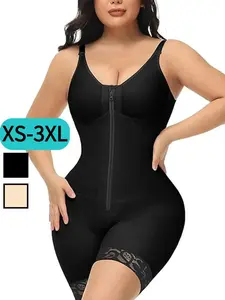 Women's Classic Solid Zipper Shapewear Romper Bodysuit Waist Cincher Tummy Control Butt Lifter Body Shaper High Compression for Daily Wear Sculpting Bodysuits everyday dress seasonal musthave versatile style flattering fit