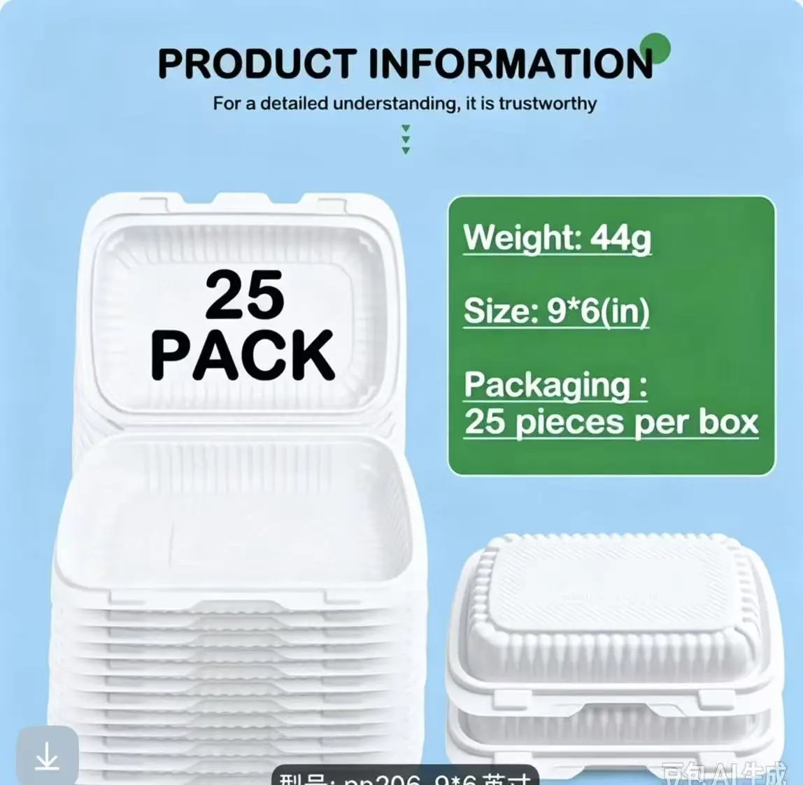 9X6 25-Pack Plastic Clamshell Food To Go Box Containers Carryout For Sandwich Salad Heavy Duty Disposable Hinged With Secure Snap Lid To Go Containers Microwave and Freezer Safe - Reusable & Disposable Heavy Duty Clamshell Takeout |