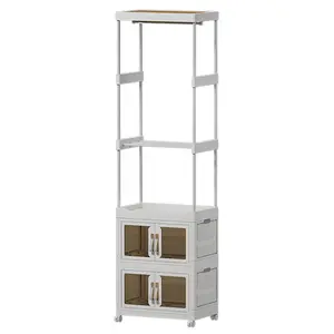 Large Foldable Wardrobe Clothes Organizer with Hanging Rod, Foldable Storage Cabinet, Multi-Tier Shelf, Freestanding Closet Rack for Bedroom, Living Room