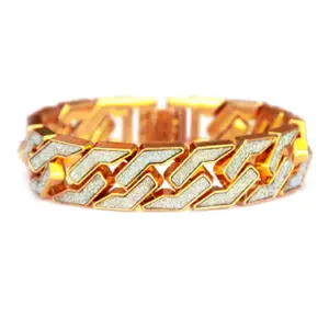 Iced Cuban Link Bracelet Gold & Silver 21cm Luxury Hip Hop Jewelry for Unisex Fashion Accessory