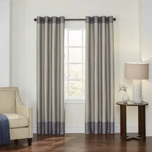 Eclipse Monty Grommet Top Curtains for Bedroom, Single Panel, 50" x 84", Charcoal/Cream