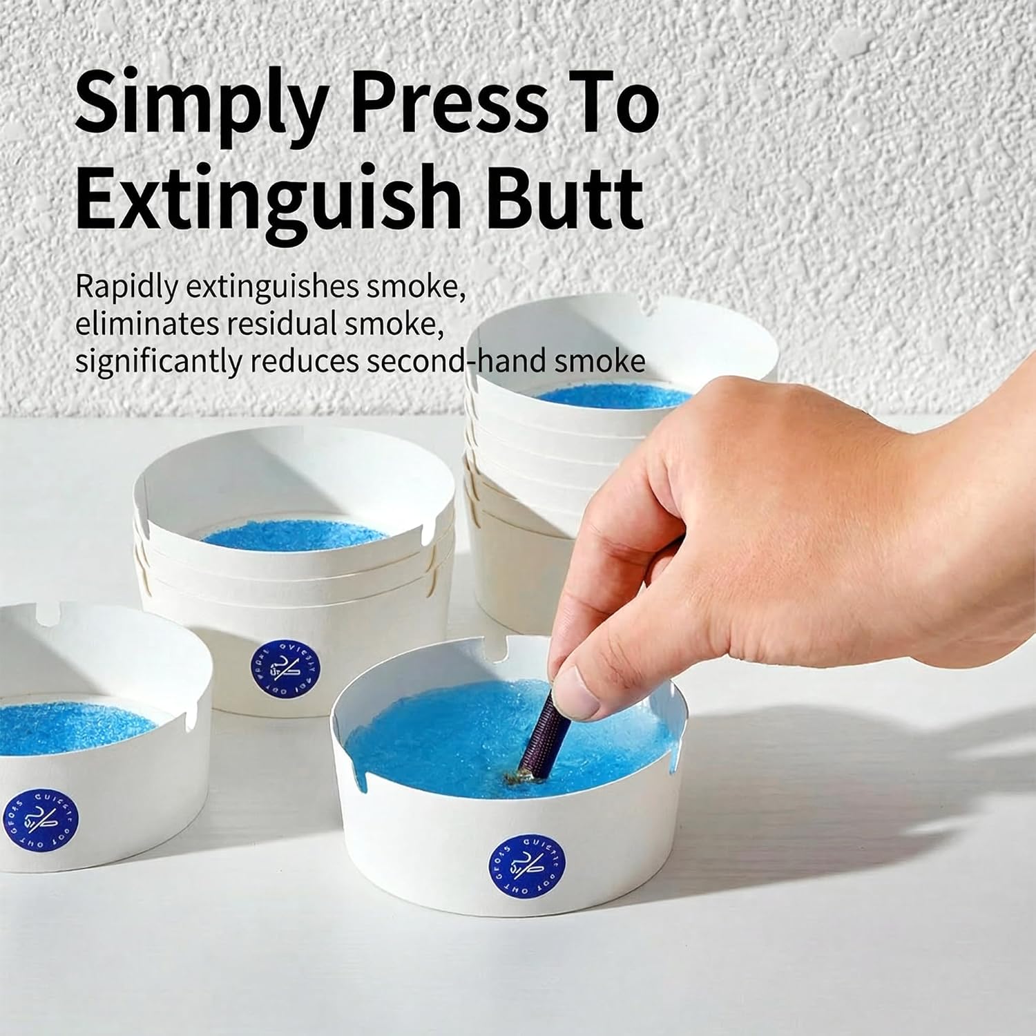 Disposable Ashtrays 25-Pack Disposable Ashtrays for with Water-Foaming Sand Base, Odor Control, Mess-Free, Portable Ashtray for Home, Office, Car, Camping