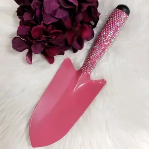 Pink Mini Shovel; Bling Handle; 12 inch Metal; Heavy Duty; Rhinestone Gardening Accessories; Garden Trowel; Crystal Spade