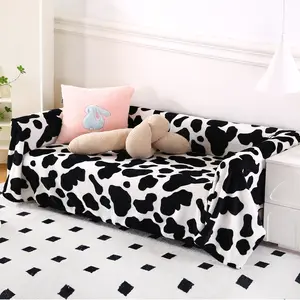 Cow Print Sofa Cover, Soft Comfortable Couch Towel, Multiple Sizes Available, Versatile Use for Living Room Sofa Protector, Bed Blanket, Throw Rug