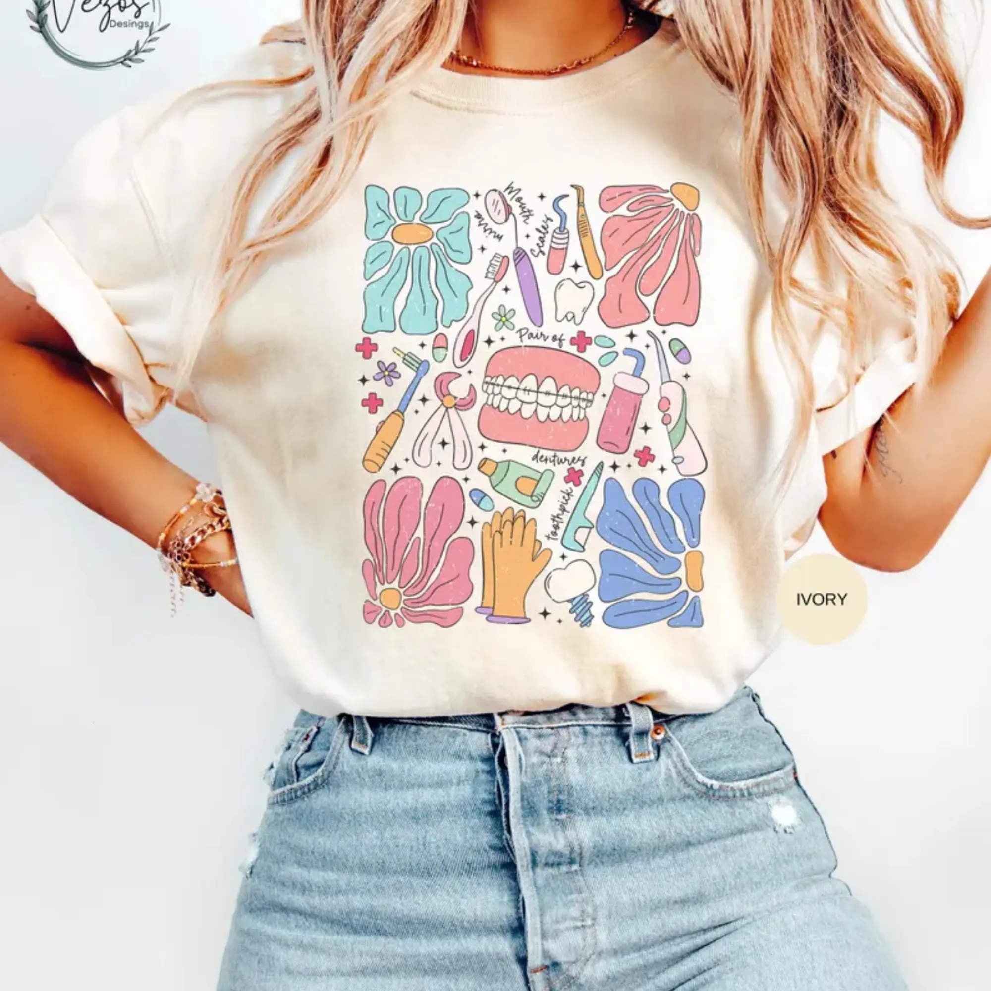 Comfort Colors boho floral dentist Shirt, Dentist Shirt, gift For Dentist, Dental Assistant, Dental Hygienist Gift,| Dental Student Gift