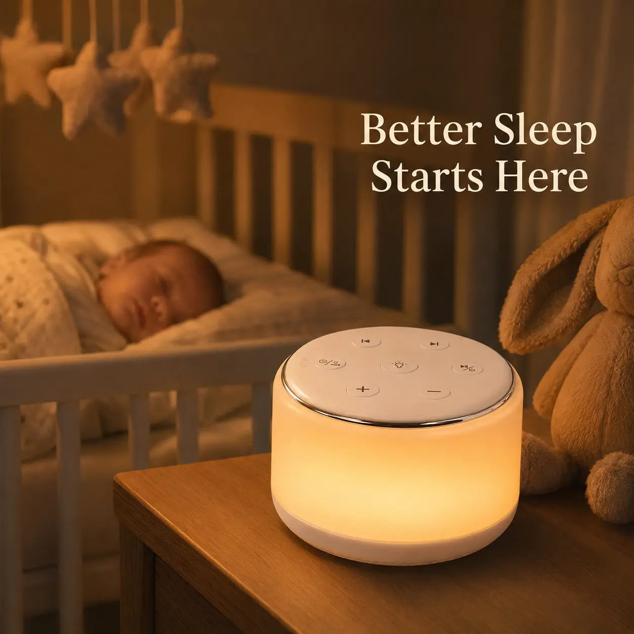 Smart White Noise Machine with Night Light, 34 Soothing Sounds (White/Pink/Brown/Green Noise & Nature), Adjustable Multi-Color Ambient Lighting, 90-Min Timer, Sleep Aid for Adults, Kids & Baby, Bedroom