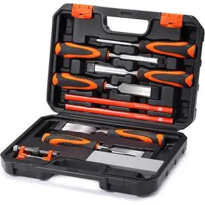 10 count   Chisel Set, 6 count  Chisel with 1 Honing Guide, 1 Sharpening Stone and 2 Carpenter Pencils, Heat-Treated Cr-V Alloy