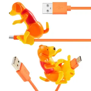 2 Pcs Dog Charging Cable Graduation Season Gifts Presents Smartphone USB Data Transmission Dog Cable for Charging of Phones Only Compatible with Type-c(Orange, White,Cute, Spot Style)
