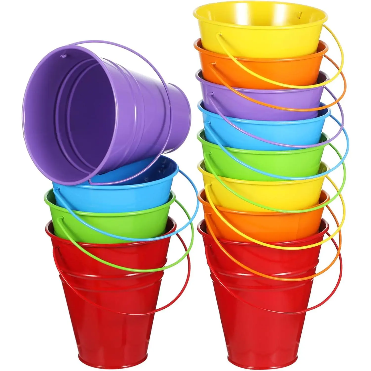 12 Pack Metal Buckets with Handle, Galvanized Bucket 4.5 x 5 Inch ...