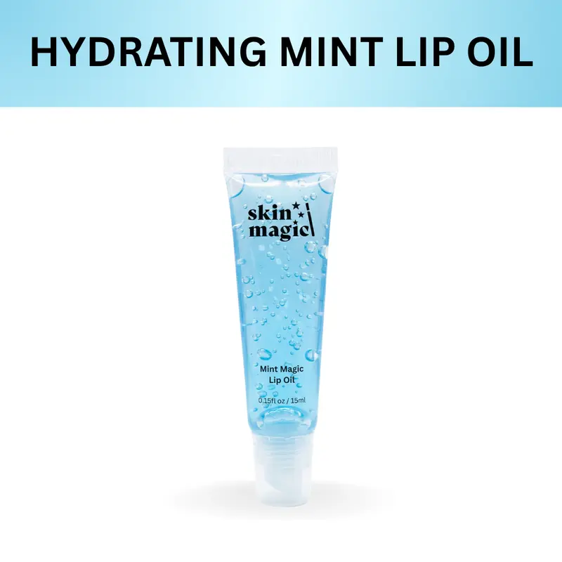 SKIN MAGIC Minty Lip Oil - 15ml High-Performance Hydrating Treatment with Jojoba Oil, Cocoa Butter & Vitamin E for Deep Conditioning, High Shine, Dehydrated Lip Care (Summervibes), Minty Lip Treatments Moisturizing Lipserum Moisture
