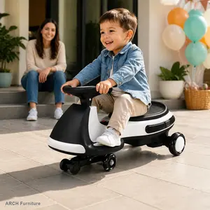12V ARCH Kids Rechargeable Electric Wiggle Trike, Ride-On Toy with LED Lights, Bluetooth Music, PU Wheels, Anti-Rollover Design - Indoor/Outdoor for Ages 3+ Boys & Girls